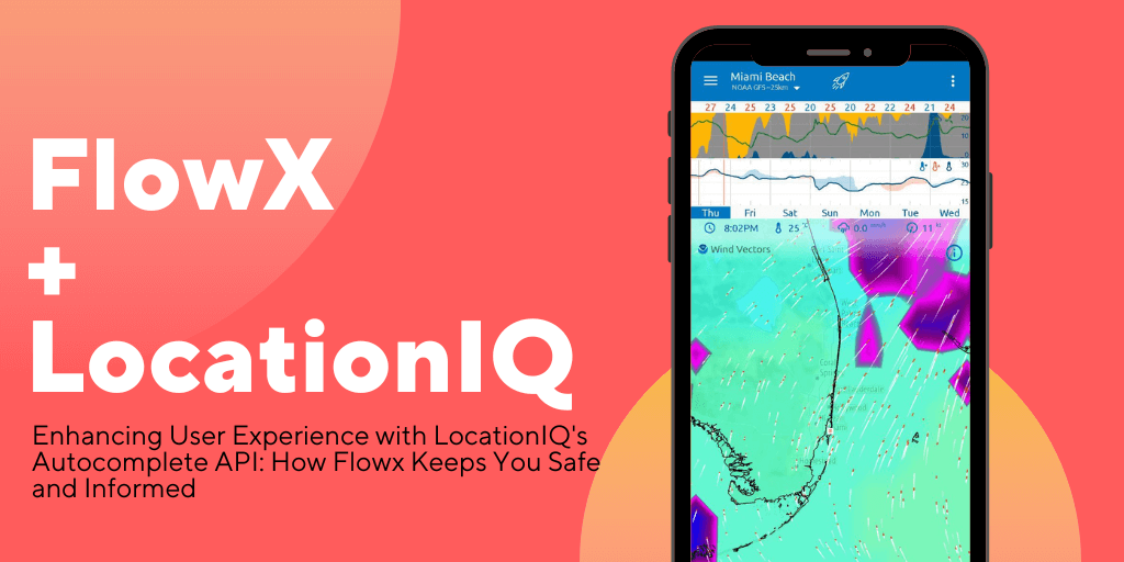 Flowx app using LocationIQ's Autocomplete API to provide accurate location suggestions and improve user experience